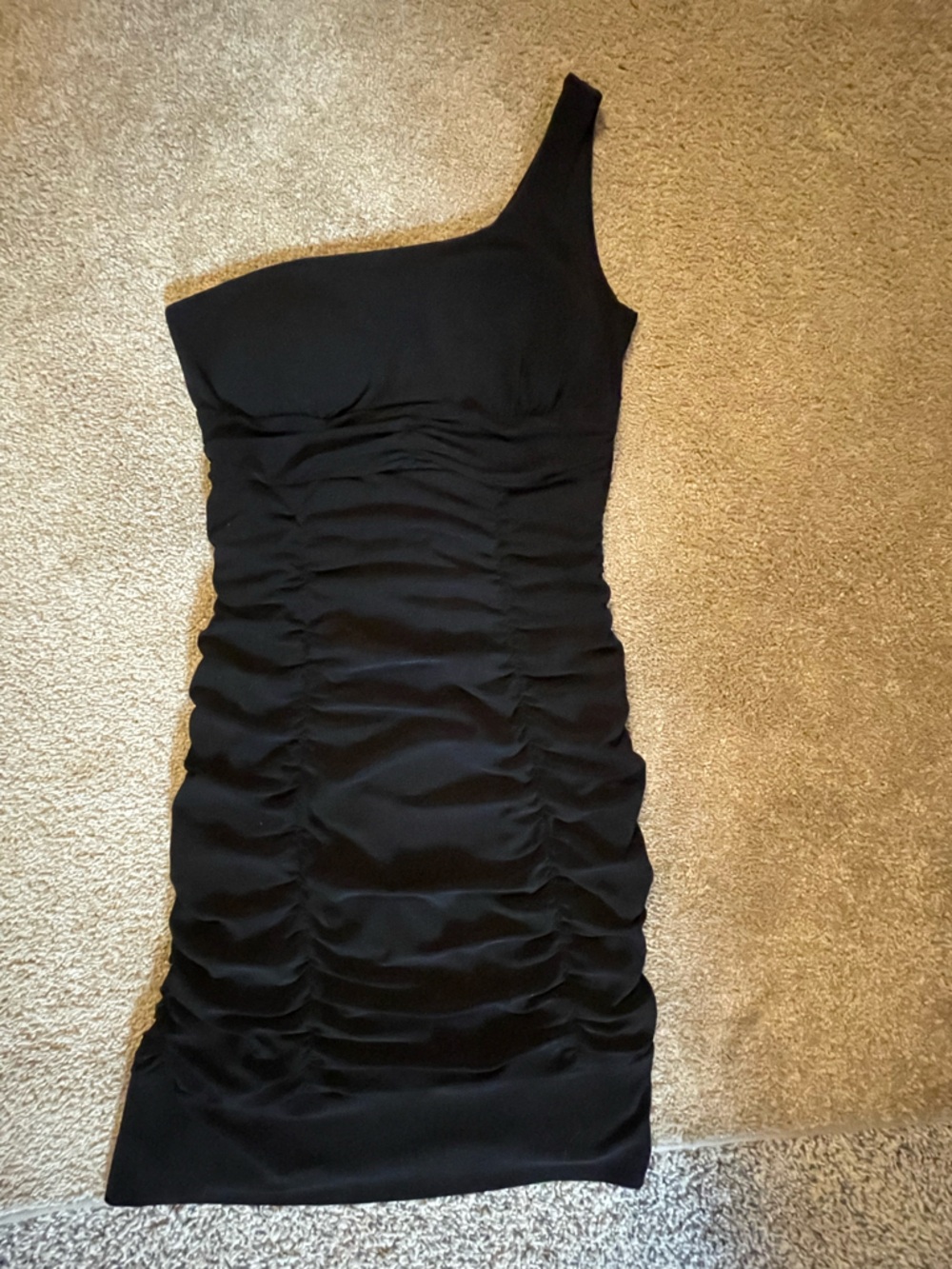 Taboo One-Shoulder Black Ruched Bodycon Dress